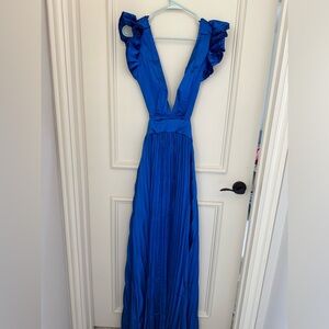 Satin Blue Maxi Dress